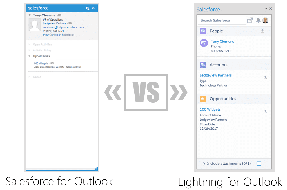 Salesforce lightning for outlook app